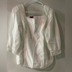 White Talbots 3/4 length sleeve blouse.